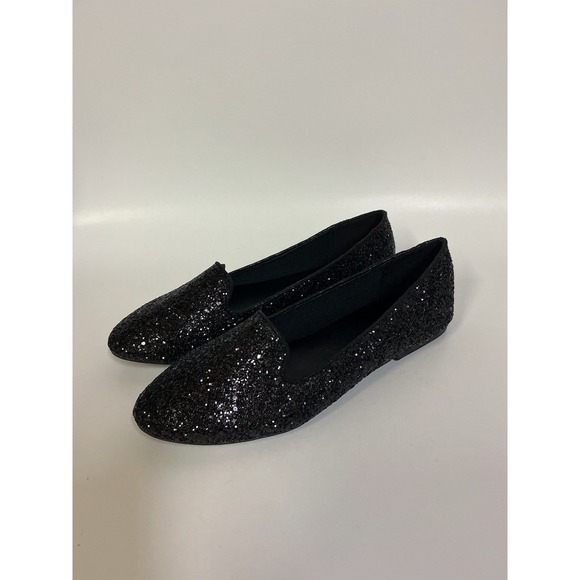 Forever sparkly black flats women's size 7.5 - Picture 3 of 5